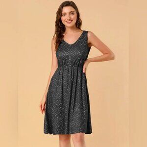 H&M size M light airy Black Polka Dot Dress casual spring summer